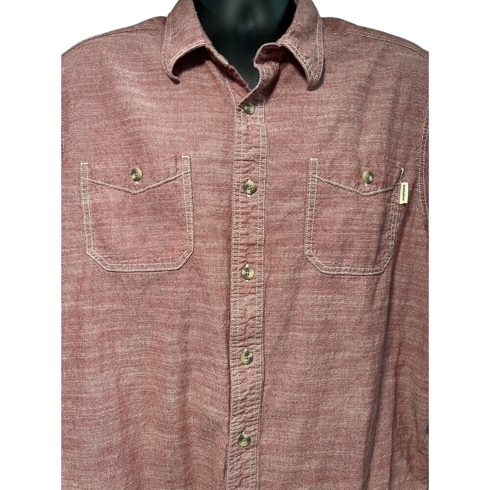 Woolrich‎ Button Down Shirt Men's 2XL Short Sleeve Rugged Outdoor Red Vintage